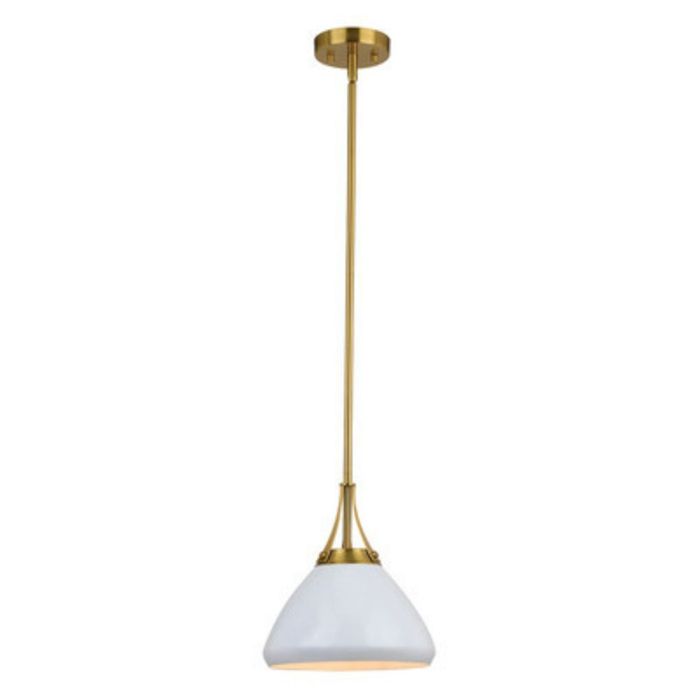 Vaxcel Lighting P0369 Dayna 10-in Pendant Satin Brass and Glossy White with Matte White