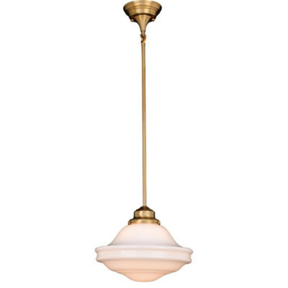 Vaxcel Lighting P0374 Huntley 12-in Pendant White Glass Natural Brass