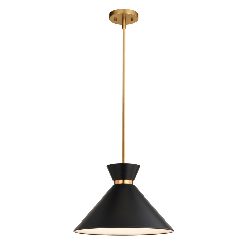 Vaxcel Lighting P0398 Racine 1 Light Matte Black and Gold Natural Brass Mid-Century Modern Bowtie Pendant, LED Compatible