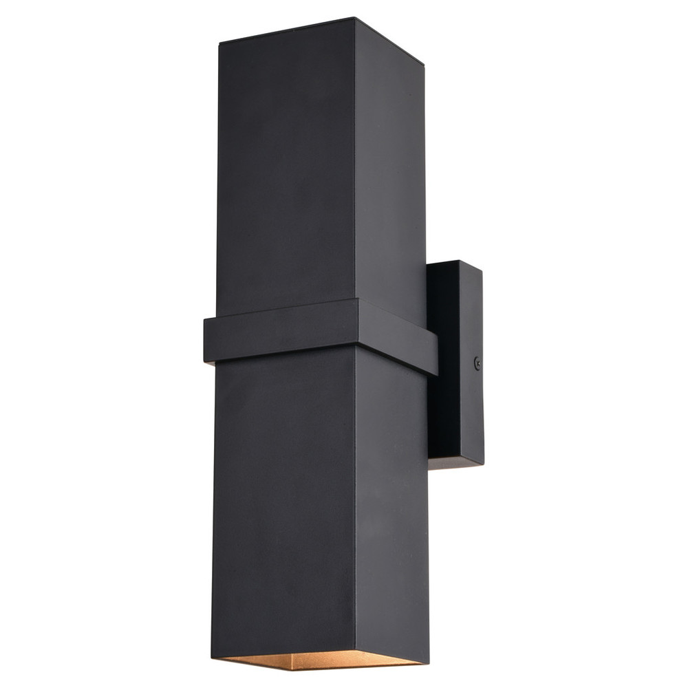 Vaxcel Lighting T0661 Lavage Aluminum 2 Light Black Contemporary Outdoor Wall Lamp - Up and Down Lighting