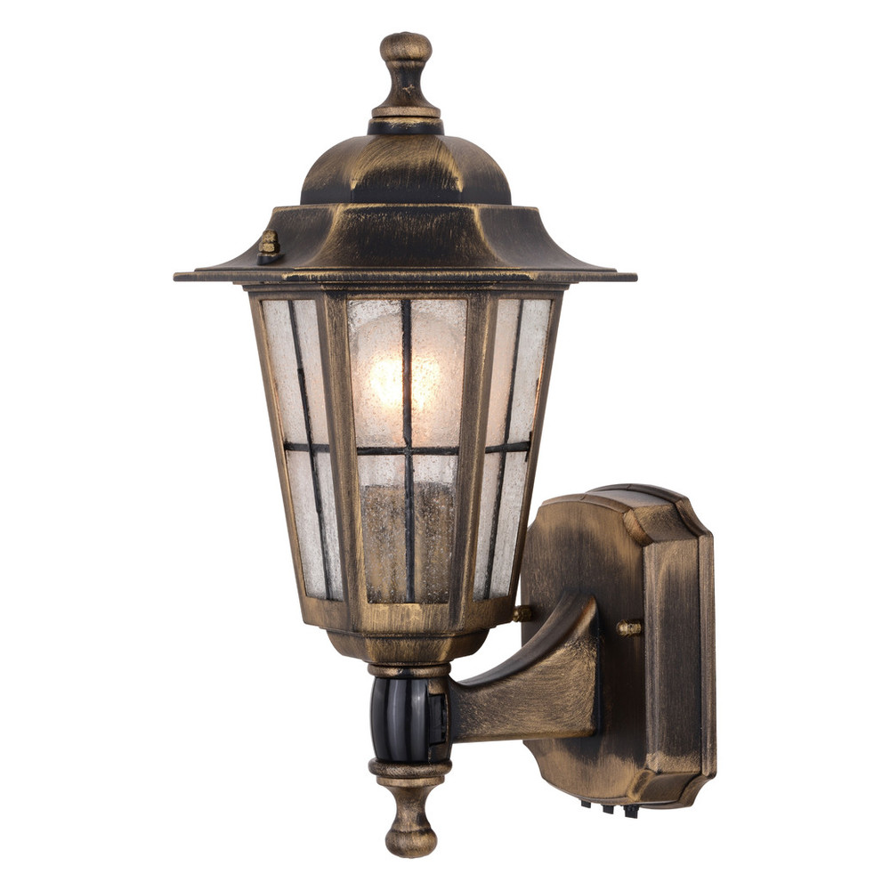 Vaxcel Lighting T0677 York Weathered Bronze Motion Sensor Dusk to Dawn Traditional Outdoor Wall Light with Clear Glass