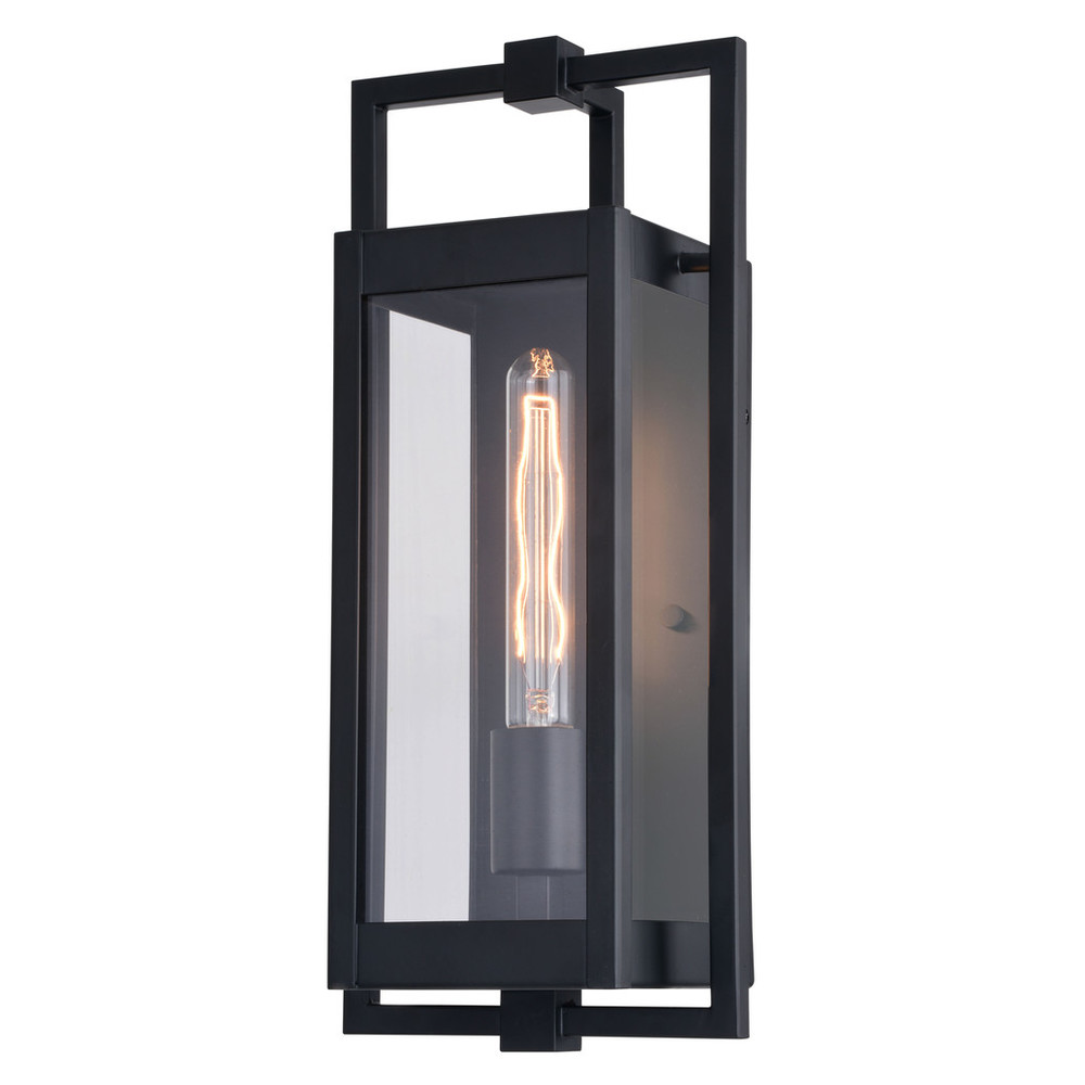 Vaxcel Lighting T0688 Sheridan 1 Light 16.25 in. H Matte Black Contemporary Indoor Outdoor Wall Lantern Fixture with Clear Glass