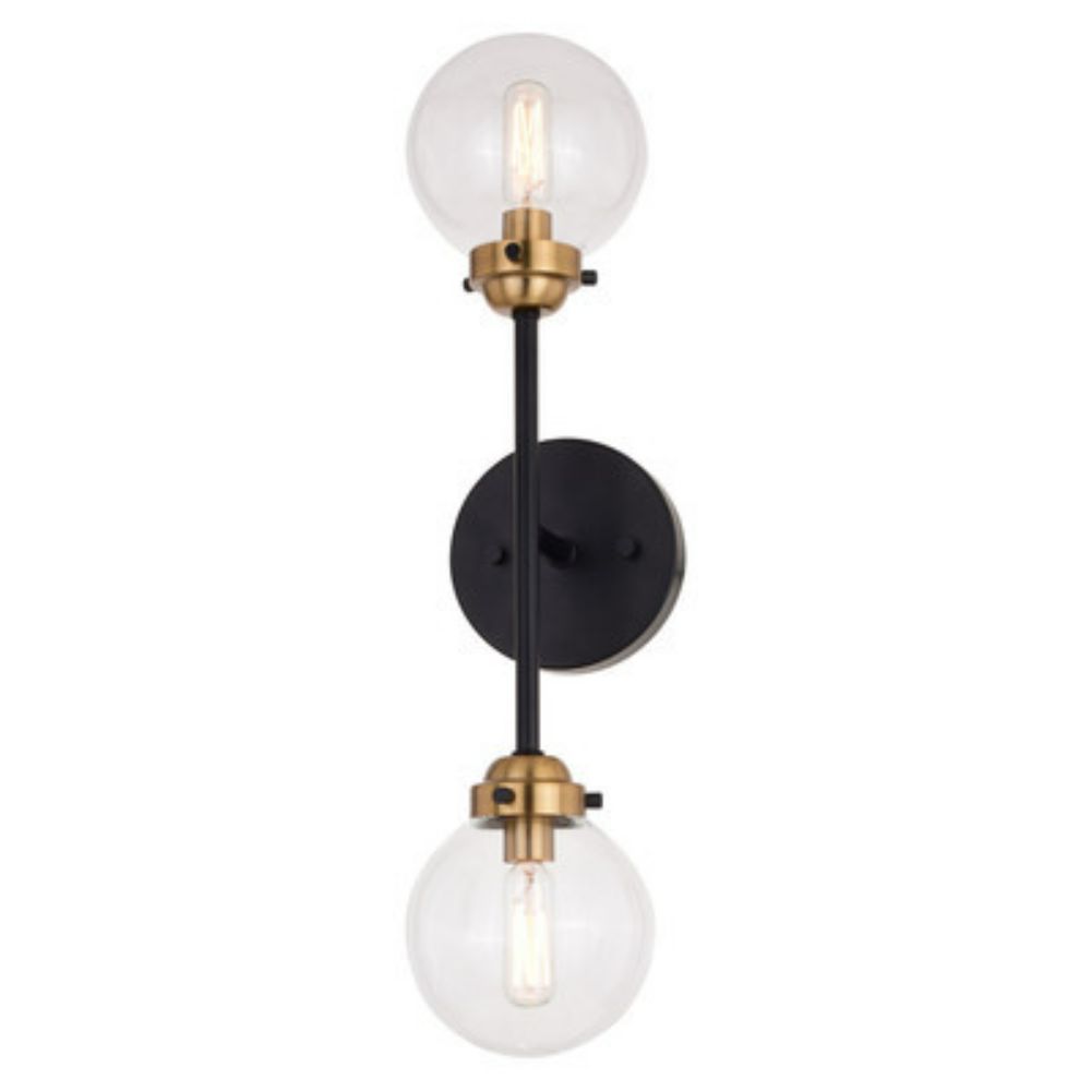 Vaxcel Lighting W0396 Orbit 2 Light Wall Light Oil Rubbed Bronze and Muted Brass