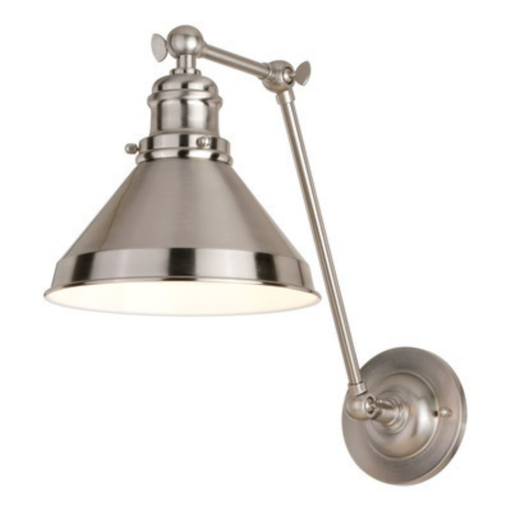 Vaxcel Lighting W0397 Alexis 8-in. Adjustable Wall Light Satin Nickel and Matte White