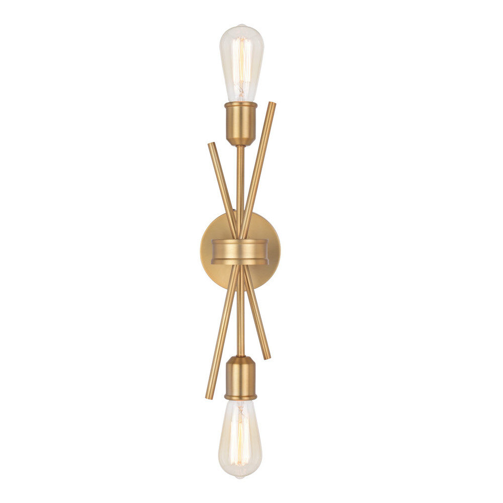 Vaxcel Lighting W0420 Estelle 2 Light Natural Brass Mid-Century Modern Reversible Wall Sconce