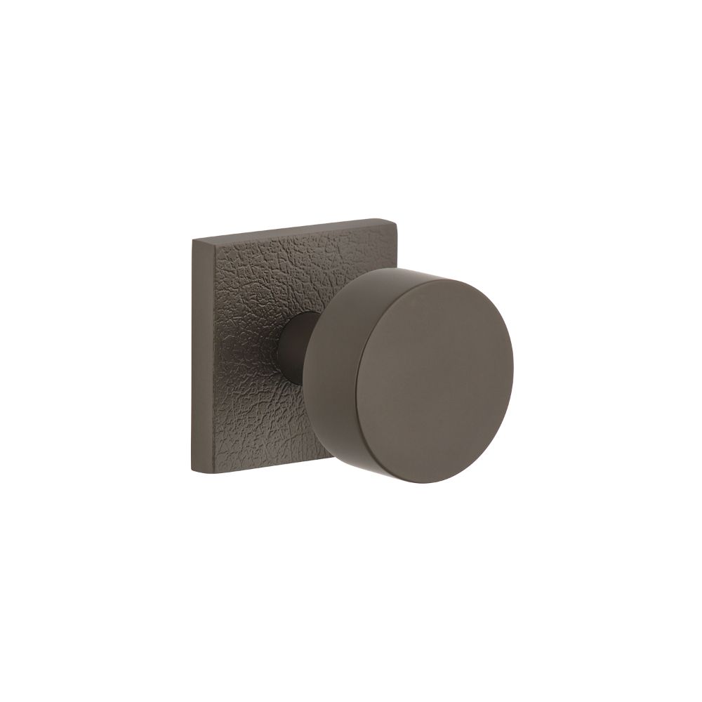 Viaggio QADMLTCLO  Quadrato Leather Rosette Passage with Circolo Brass Knob in Titanium Gray