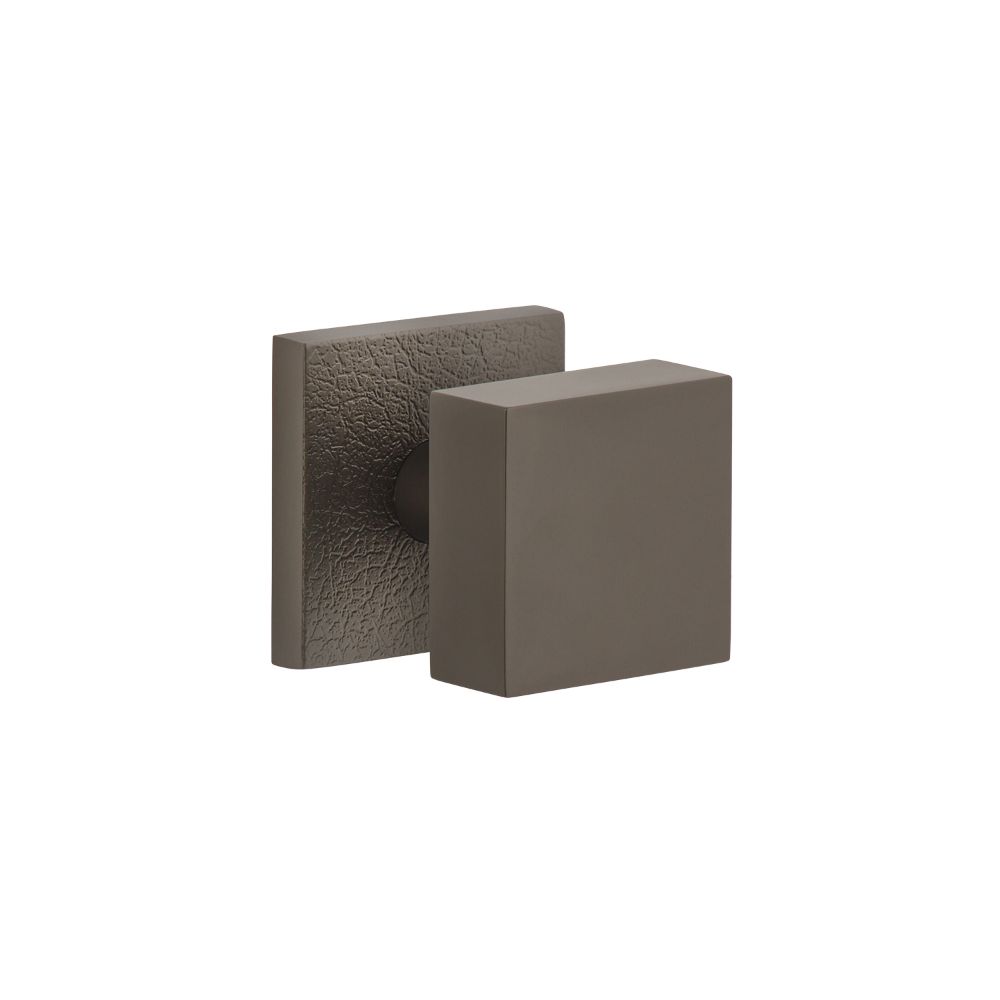 Viaggio QADMLTQAD  Quadrato Leather Rosette Passage with Quadrato Brass Knob in Titanium Gray 