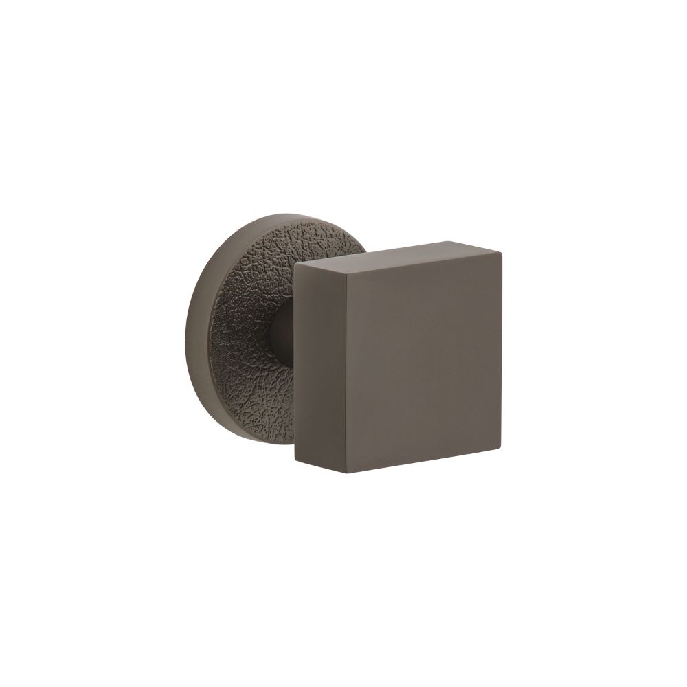 Viaggio CLOMLTQAD  Circolo Leather Rosette Privacy with Quadrato Brass Knob in Titanium Gray