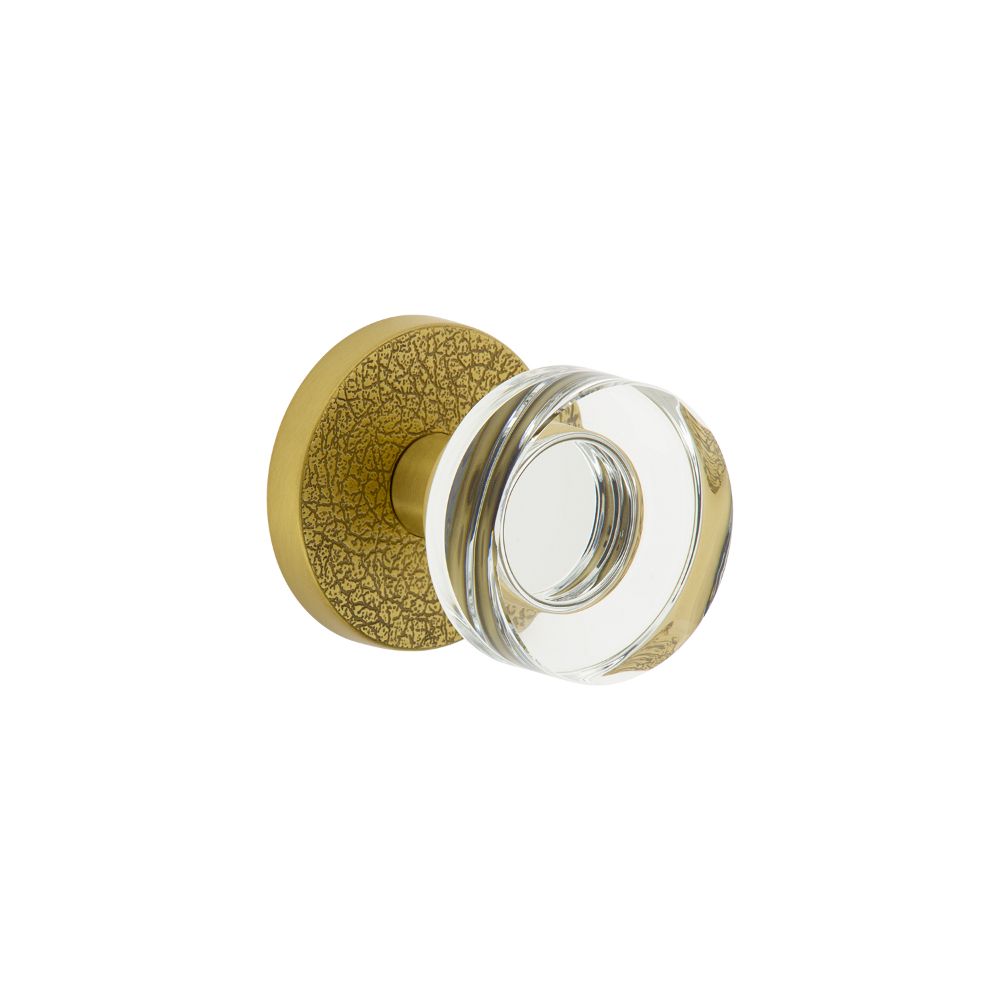 Circolo Rosette with Circolo Knob in Satin Brass - Viaggio Hardware