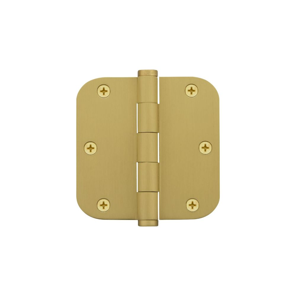 Viaggio 602836 3.5" Button Tip Residential Hinge with 5/8" Radius Corners in Satin Brass