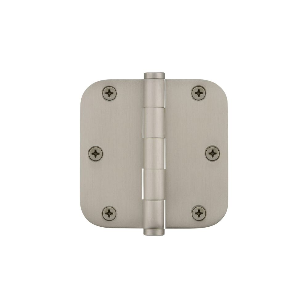 Viaggio 602835 3.5" Button Tip Residential Hinge with 5/8" Radius Corners and in Satin Nickel