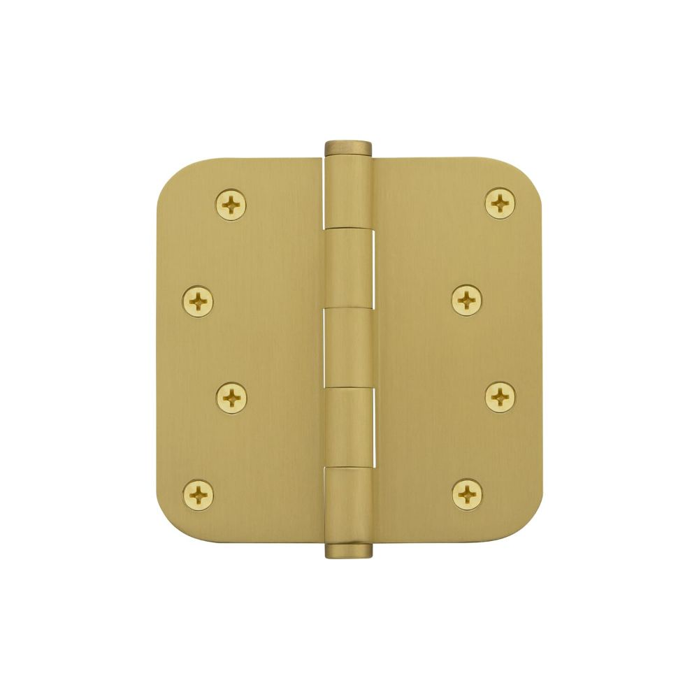 Viaggio 602850 4" Button Tip Residential Hinge with 5/8" Radius Corners in Satin Brass