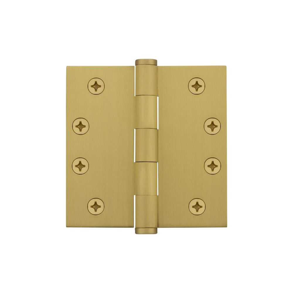 Viaggio 602847 4" Button Tip Heavy Duty Hinge with Square Corners in Satin Brass