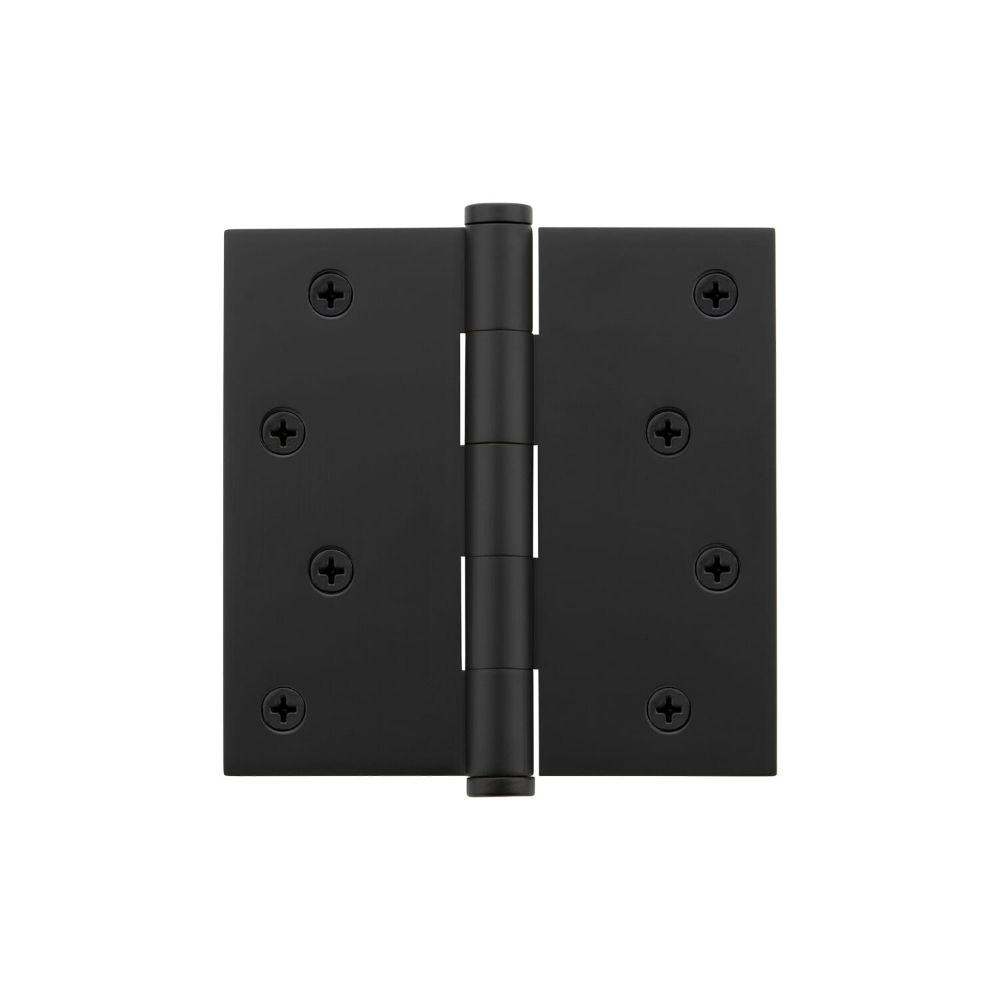 Viaggio 602844 4" Button Tip Residential Hinge with Square Corners in Satin Black