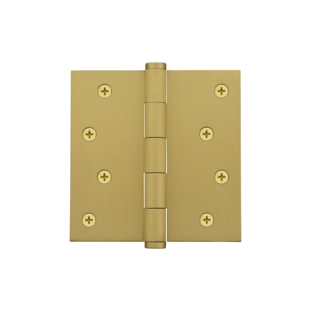 Viaggio 602853 4" Button Tip Residential Hinge with Square Corners in Satin Brass