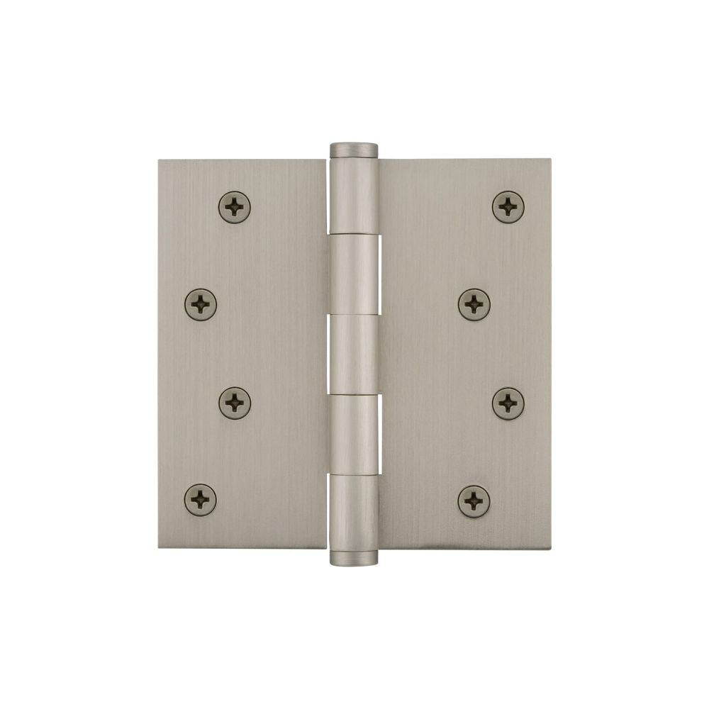 Viaggio 602854 4" Button Tip Residential Hinge with Square Corners in Satin Nickel