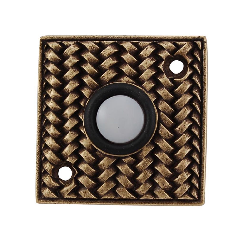 Vicenza D4000-AB Cestino Square Doorbell in Antique Brass