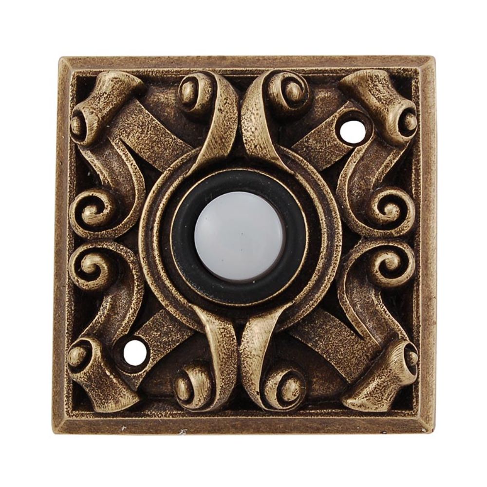 Vicenza D4008-AB Sforza Square Doorbell in Antique Brass