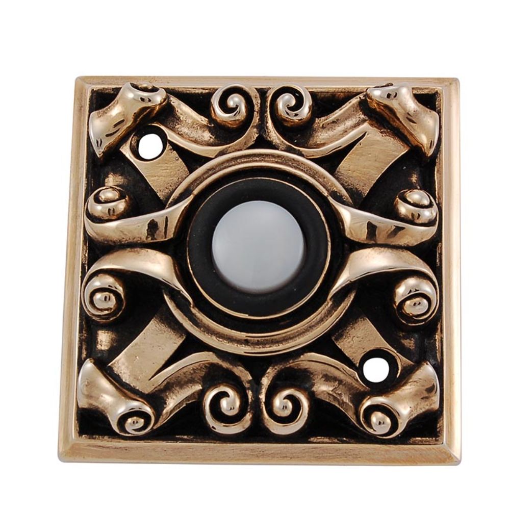 Vicenza D4008-AG Sforza Square Doorbell in Antique Gold
