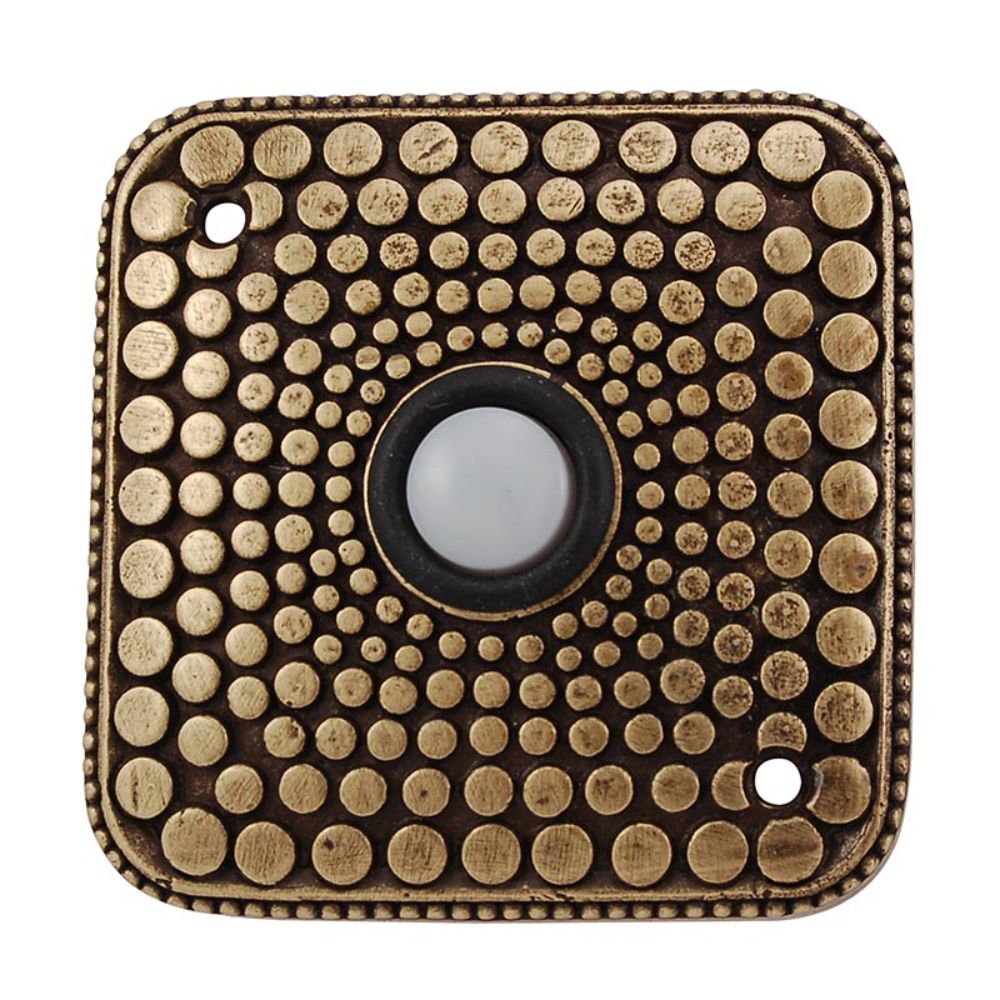 Vicenza D4012-AB Tiziano Square Doorbell in Antique Brass