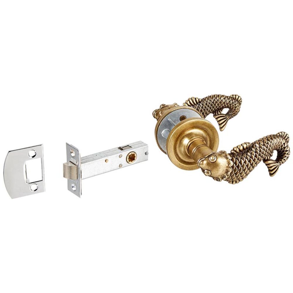 Vicenza DHPA8006-AG Pollino Door Handle Passage Koi in Antique Gold