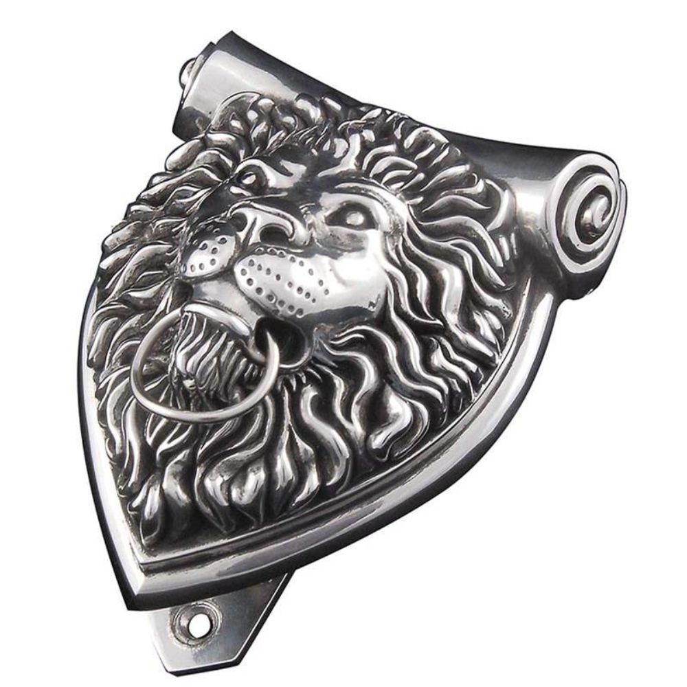 Vicenza DK9000-AS Sforza Door Knocker Lion in Antique Silver
