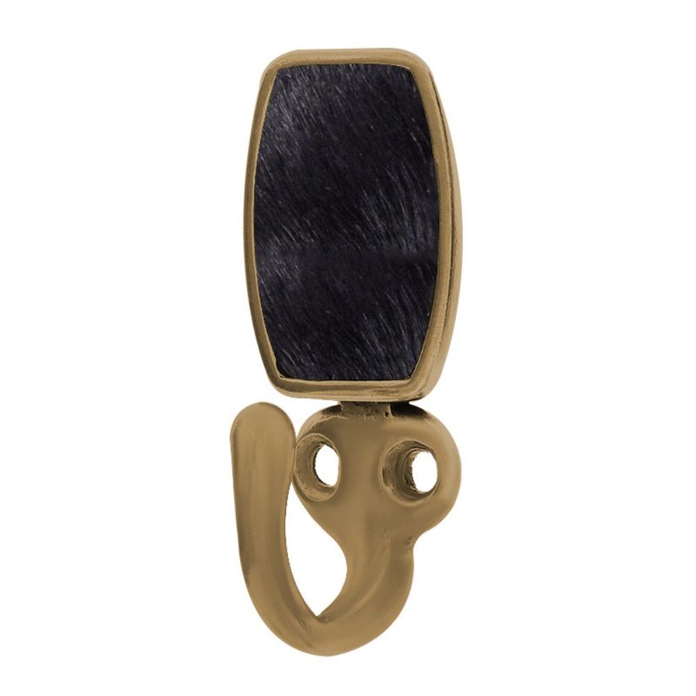 Vicenza H5015-AB-BF Equestre Hook in Antique Brass with Black Leather and Fur Insert