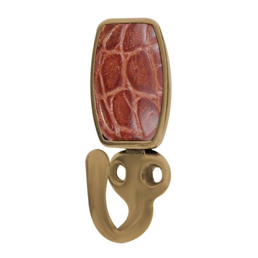 Vicenza H5015-AB-BP Equestre Hook in Antique Brass with Pebble Leather Insert