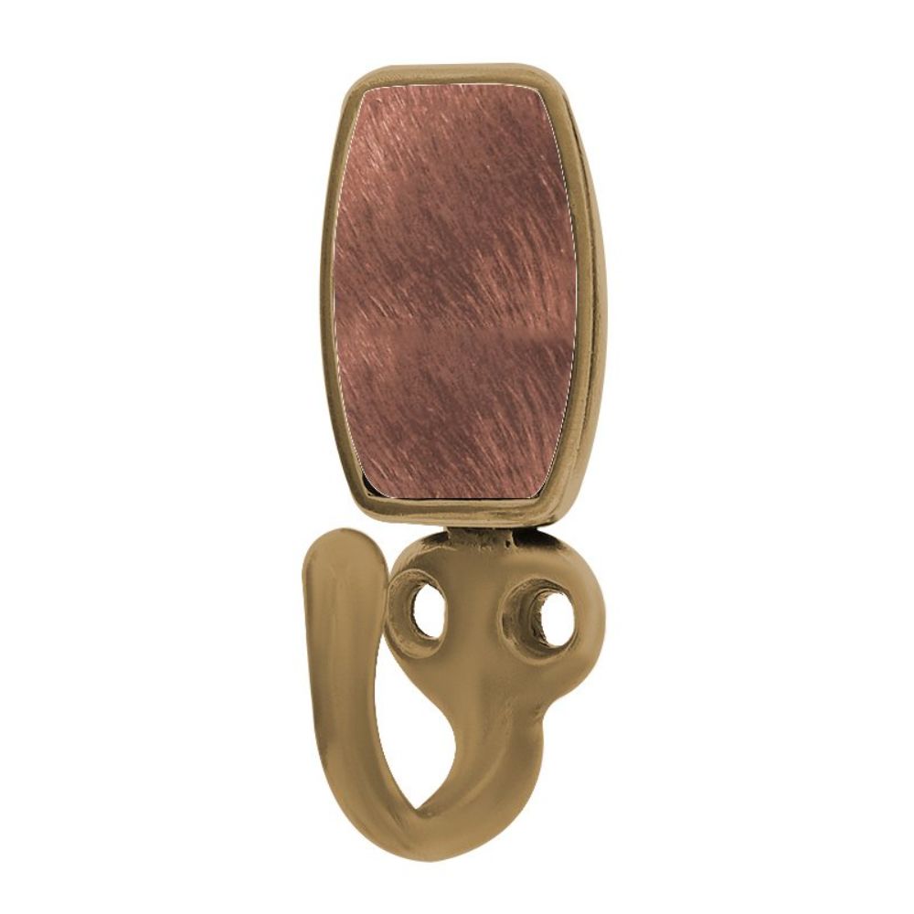 Vicenza H5015-AB-FB Equestre Hook in Antique Brass with Brown Leather and Fur Insert