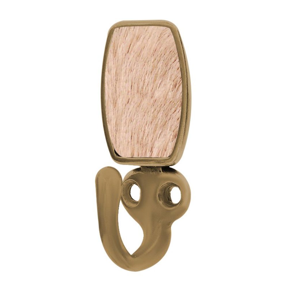 Vicenza H5015-AB-TF Equestre Hook in Antique Brass with Tan Leather and Fur Insert