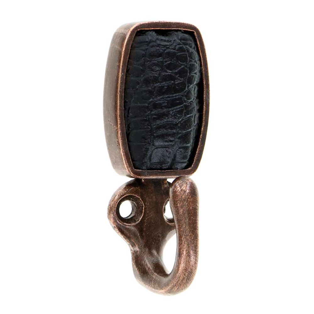 Vicenza H5015-AC-BL Equestre Hook in Antique Copper with Black Leather Insert