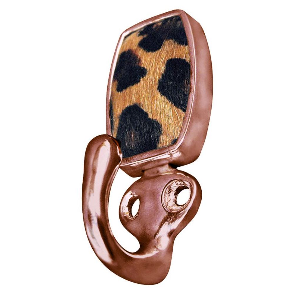 Vicenza H5015-AC-JA Equestre Hook in Antique Copper with Jaguar Leather and Fur Insert