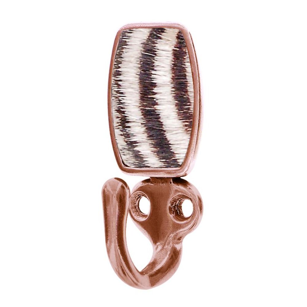 Vicenza H5015-AC-ZE Equestre Hook in Antique Copper with Zebra Leather and Fur Insert