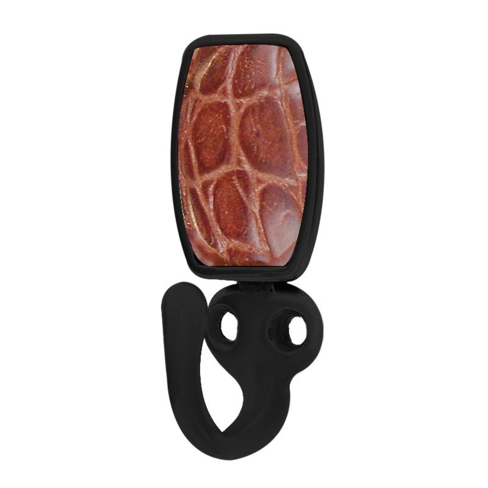 Vicenza H5015-OB-BP Equestre Hook in Oil-Rubbed Bronze with Pebble Leather Insert