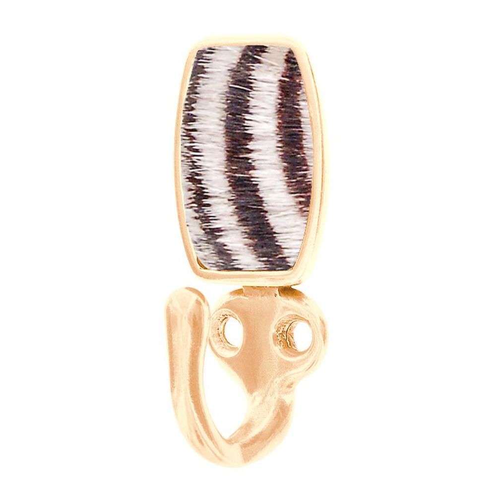 Vicenza H5015-PG-ZE Equestre Hook in Polished Gold with Zebra Leather and Fur Insert