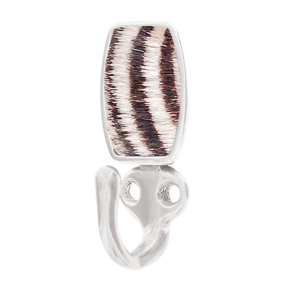 Vicenza H5015-PS-ZE Equestre Hook in Polished Silver with Zebra Leather and Fur Insert