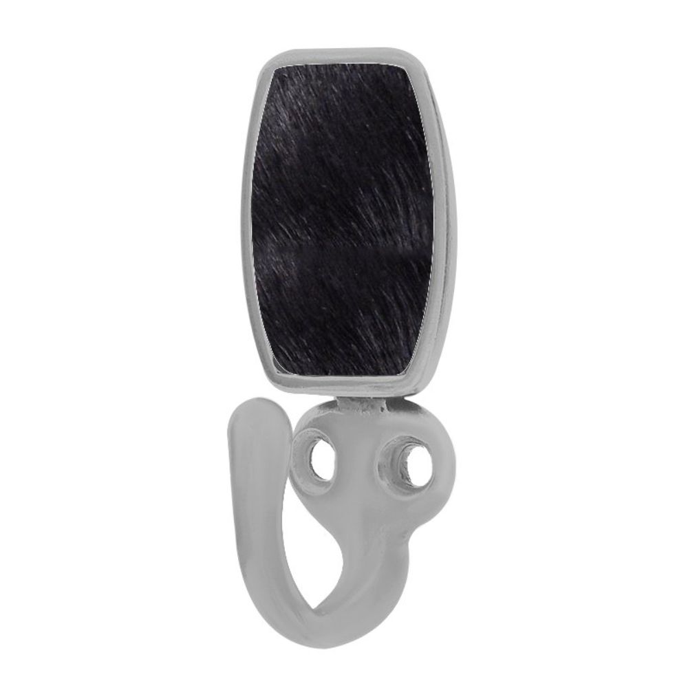 Vicenza H5015-SN-BF Equestre Hook in Satin Nickel with Black Leather and Fur Insert