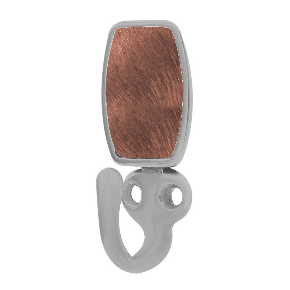 Vicenza H5015-SN-FB Equestre Hook in Satin Nickel with Brown Leather and Fur Insert