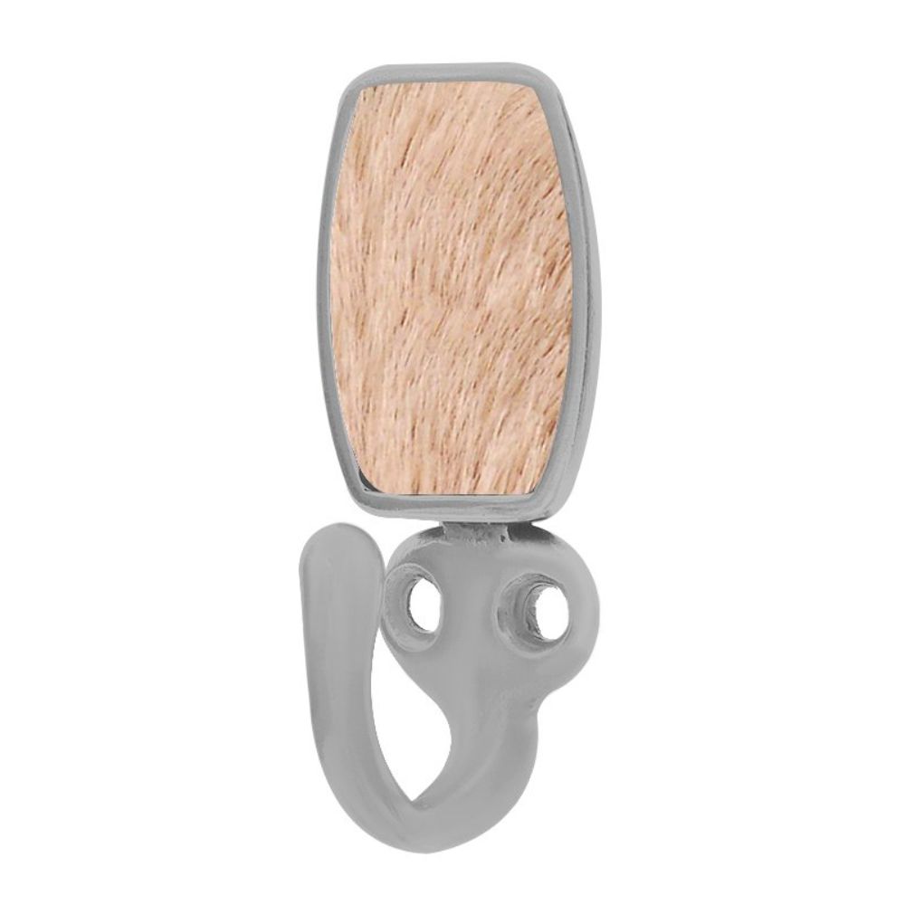 Vicenza H5015-SN-TF Equestre Hook in Satin Nickel with Tan Leather and Fur Insert