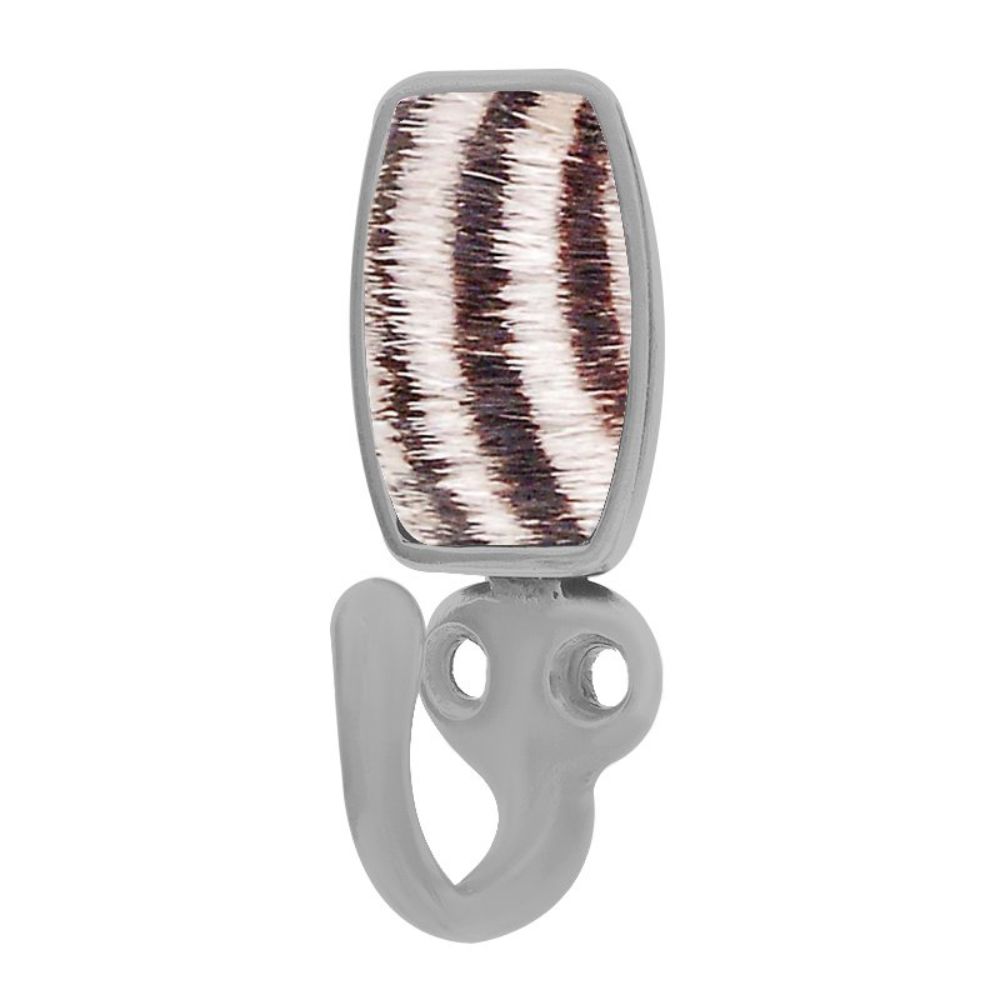 Vicenza H5015-SN-ZE Equestre Hook in Satin Nickel with Zebra Leather and Fur Insert