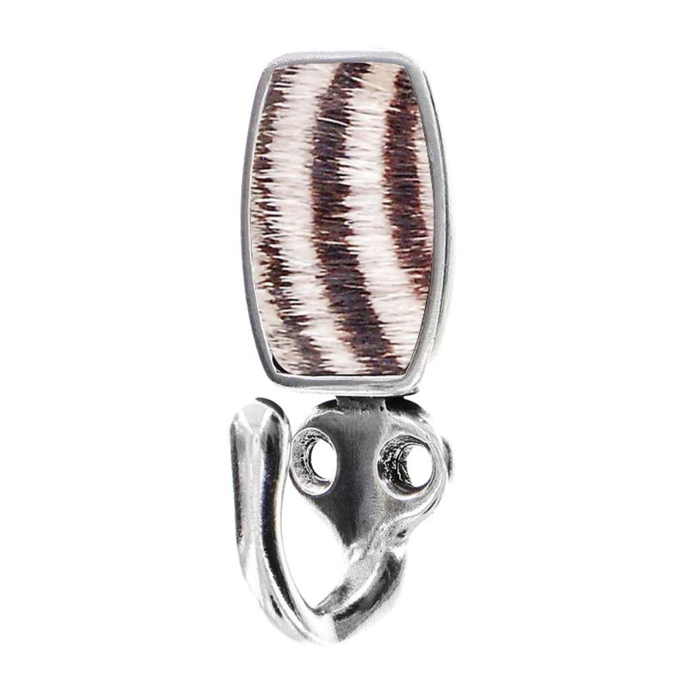 Vicenza H5015-VP-ZE Equestre Hook in Vintage Pewter with Zebra Leather and Fur Insert