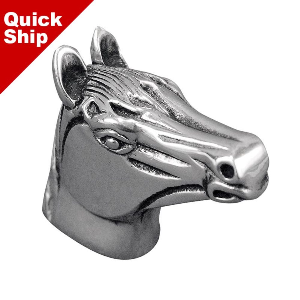 Vicenza K1017-AS Equestre Knob Large Horse in Antique Silver