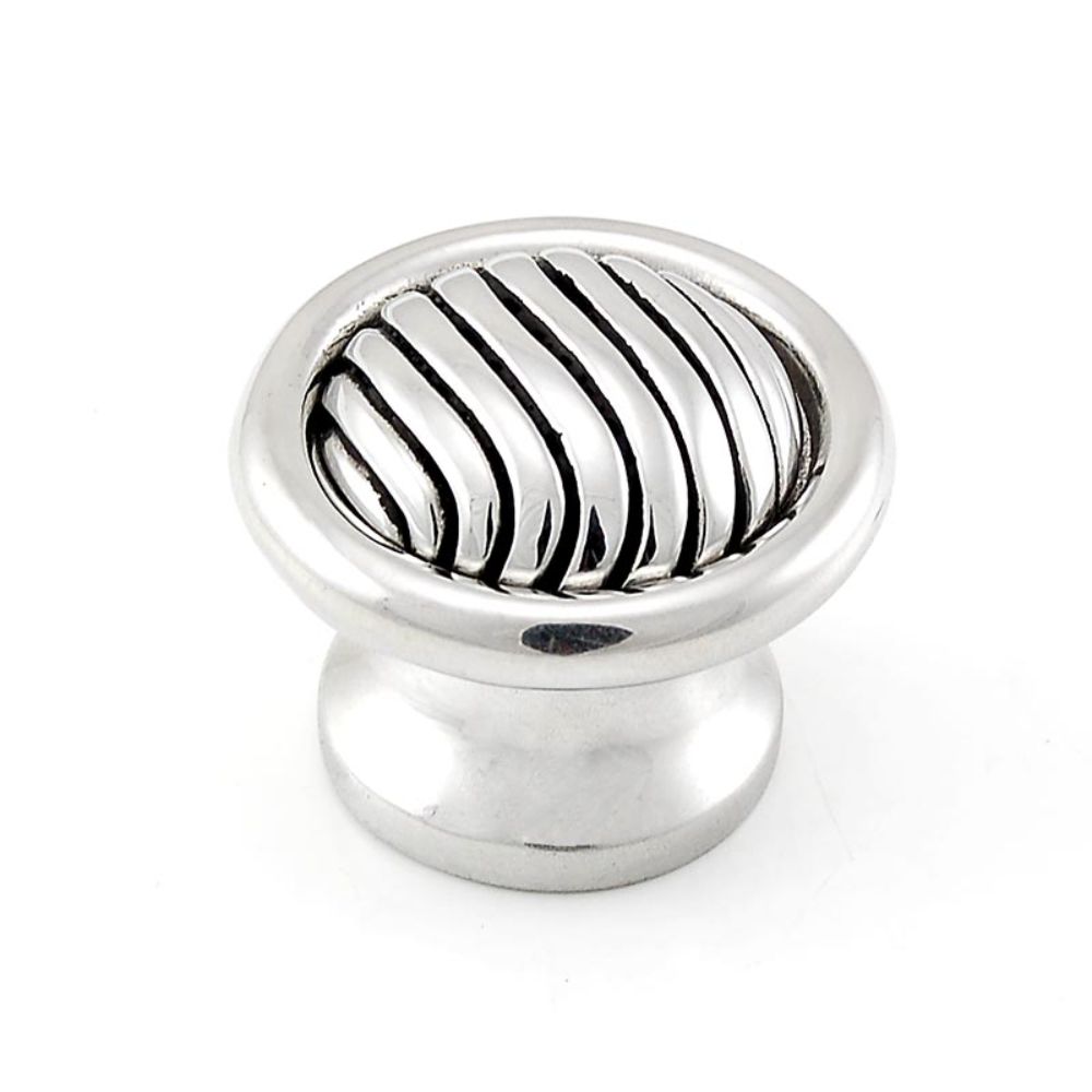 Vicenza K1024-PS Sanzio Knob Large Wavy Lines in Polished Silver