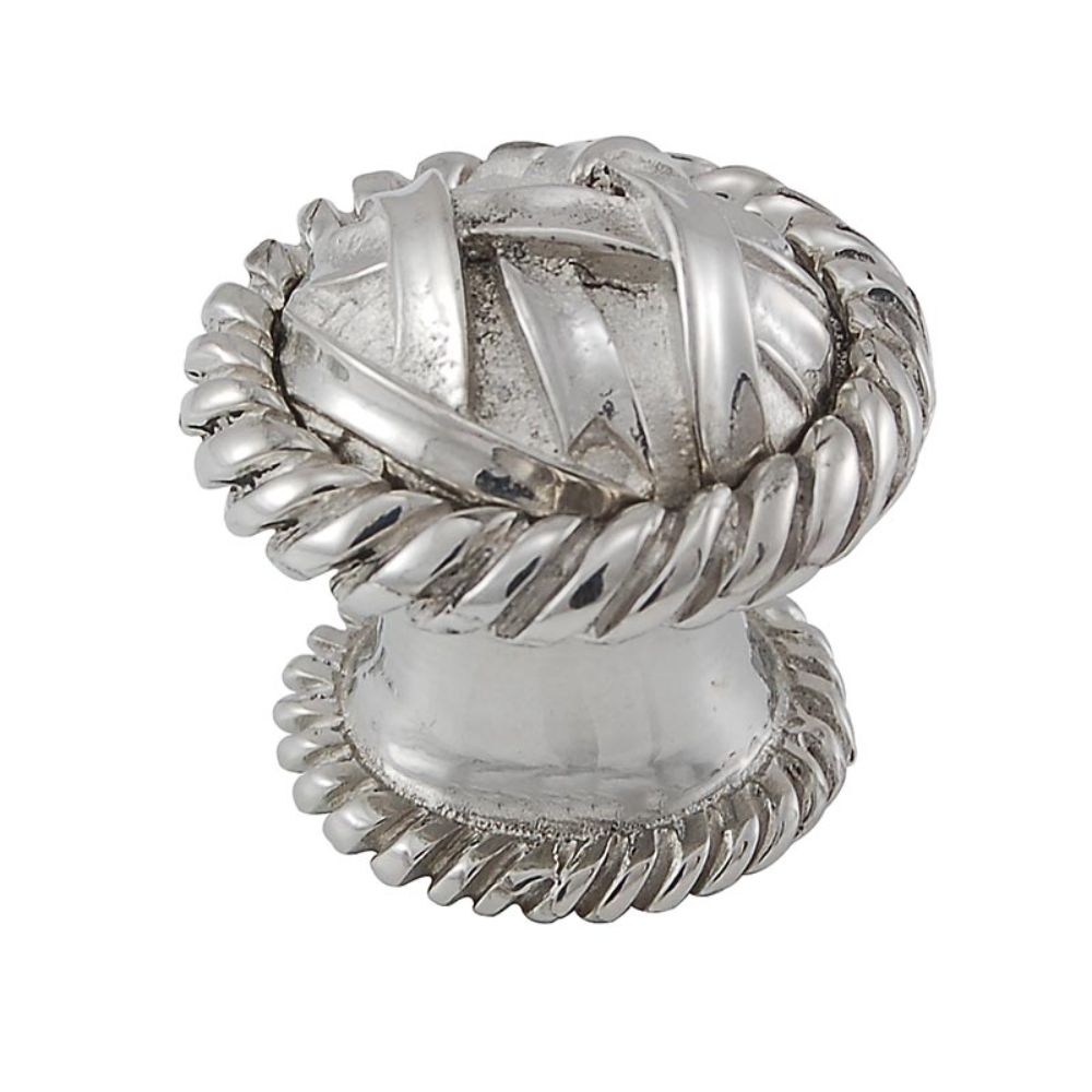 Vicenza K1048-PS Cilento Knob Large Lines in Polished Silver