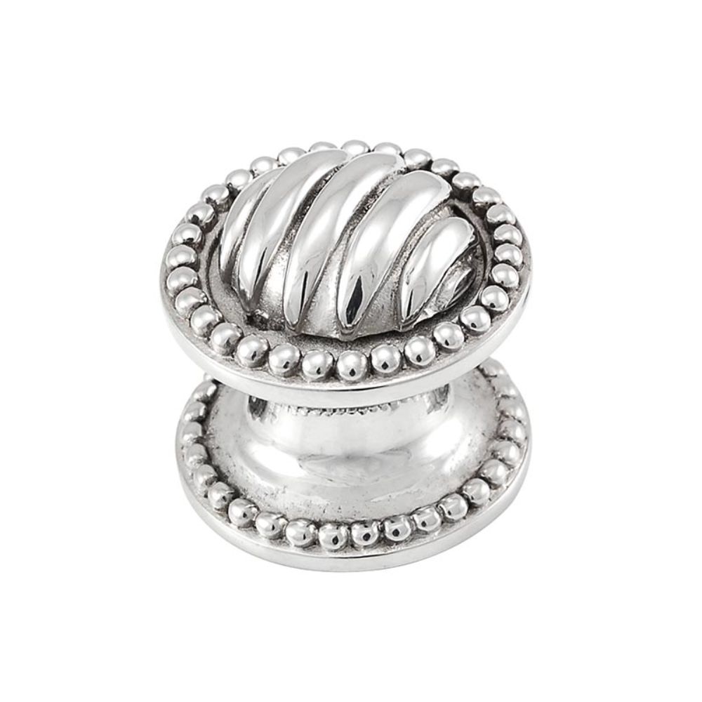 Vicenza K1067-PS Sanzio Knob Small Lines and Beads in Polished Silver