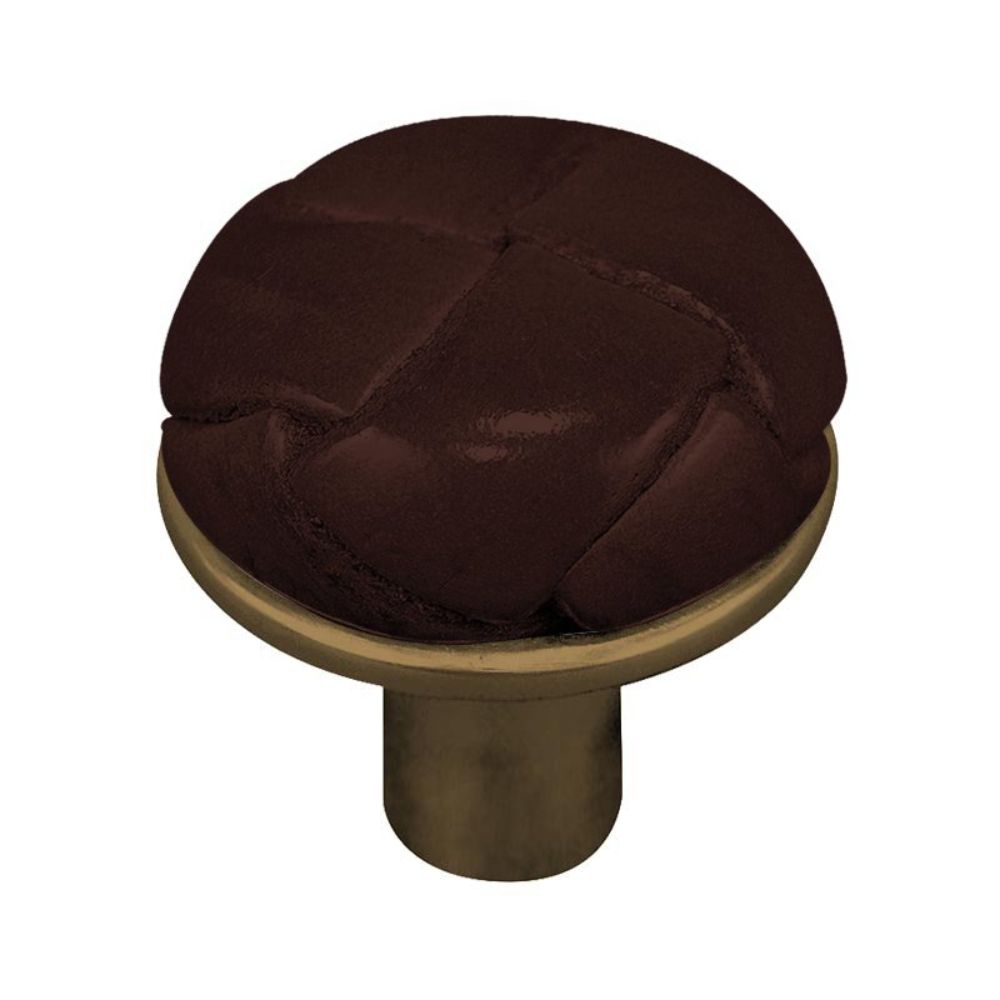 Vicenza K1072-AB-BR Equestre Knob Large in Antique Brass with Brown Leather Button