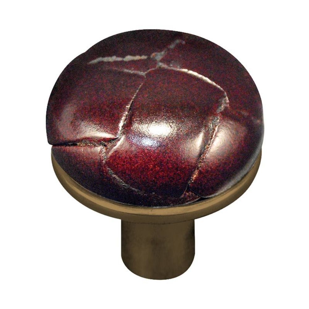 Vicenza K1072-AB-CO Equestre Knob Large in Antique Brass with Cordovan Leather Button