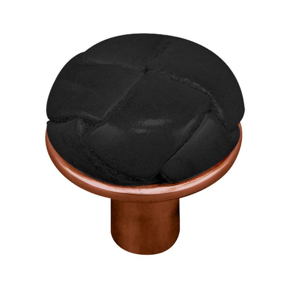 Vicenza K1072-AC-BL Equestre Knob Large in Antique Copper with Black Leather Button