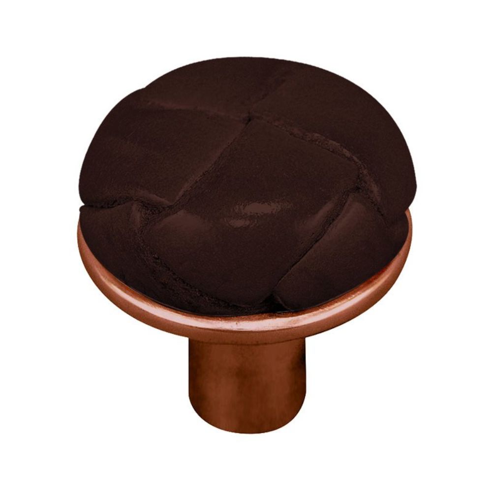 Vicenza K1072-AC-BR Equestre Knob Large in Antique Copper with Brown Leather Button