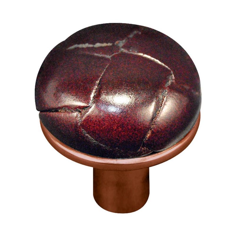 Vicenza K1072-AC-CO Equestre Knob Large in Antique Copper with Cordovan Leather Button